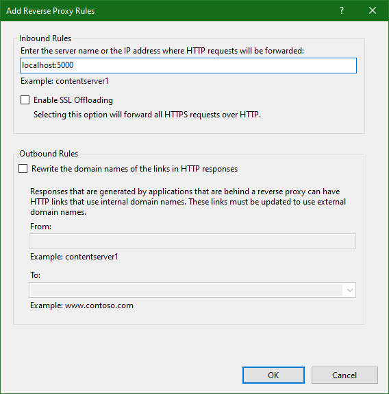 IIS 10.0: Reverse proxy endpoint